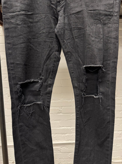 2014 Saint Laurent by Hedi Slimane ‘D02’ Distressed Black Skinny Jeans