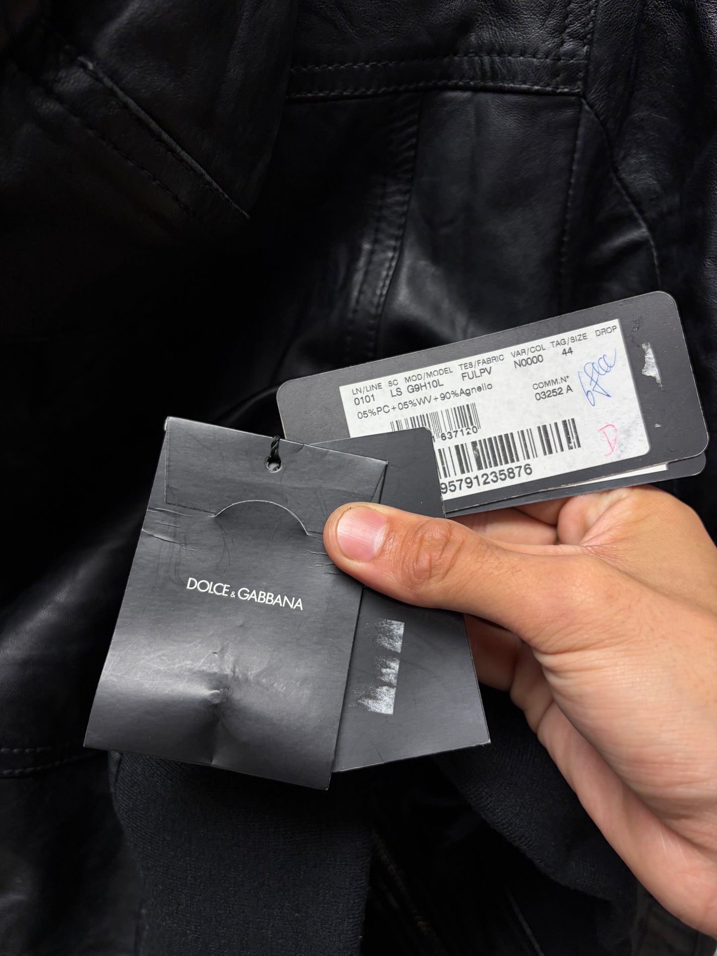 Dolce and Gabbana ‘Mainline’ Hooded Black Lambskin Leather Zip-Up Jacket