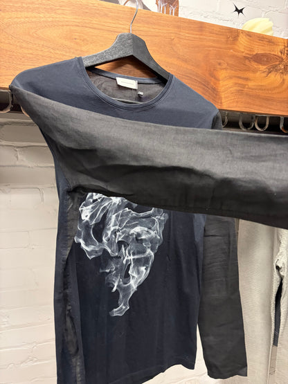 2009 Balenciaga by Nicholas Ghesquiere ‘Smoke’ Graphic Black Long Sleeve Shirt