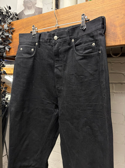 AW2023 Rick Owens ‘Luxor’ Black 16oz Japanese Denim ‘Bolans’ Flared Leg Jeans