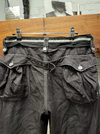 SS2003 Dolce & Gabbana Black Garment Dyed ‘Hunting’ Cargo Pants
