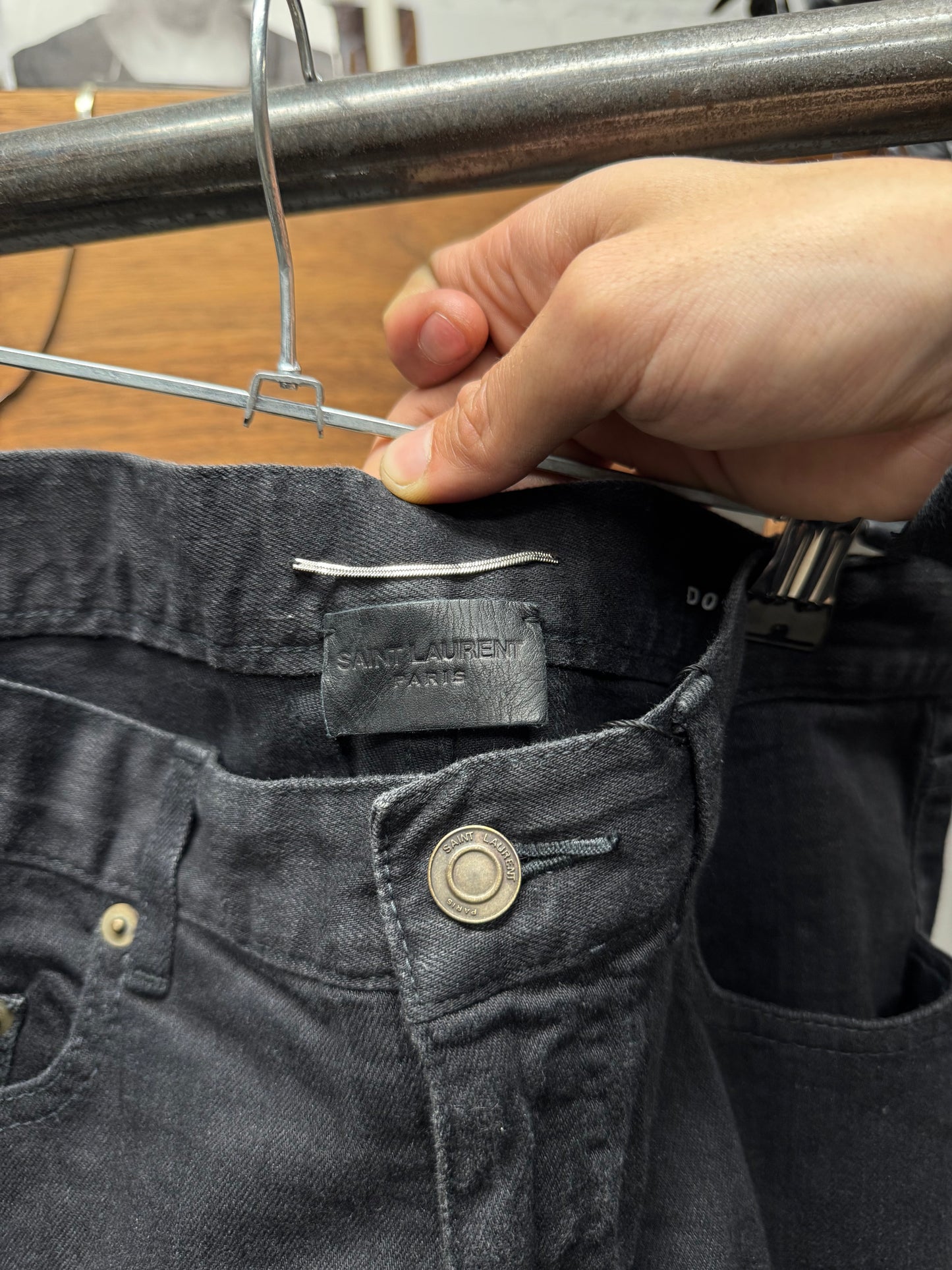 2014 Saint Laurent by Hedi Slimane ‘D02’ Distressed Black Skinny Jeans