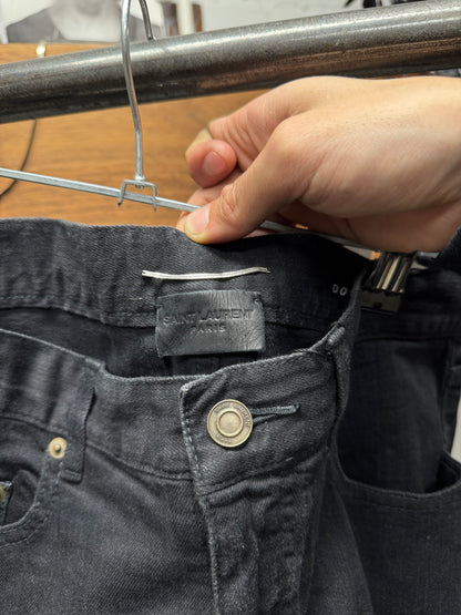 2014 Saint Laurent by Hedi Slimane ‘D02’ Distressed Black Skinny Jeans