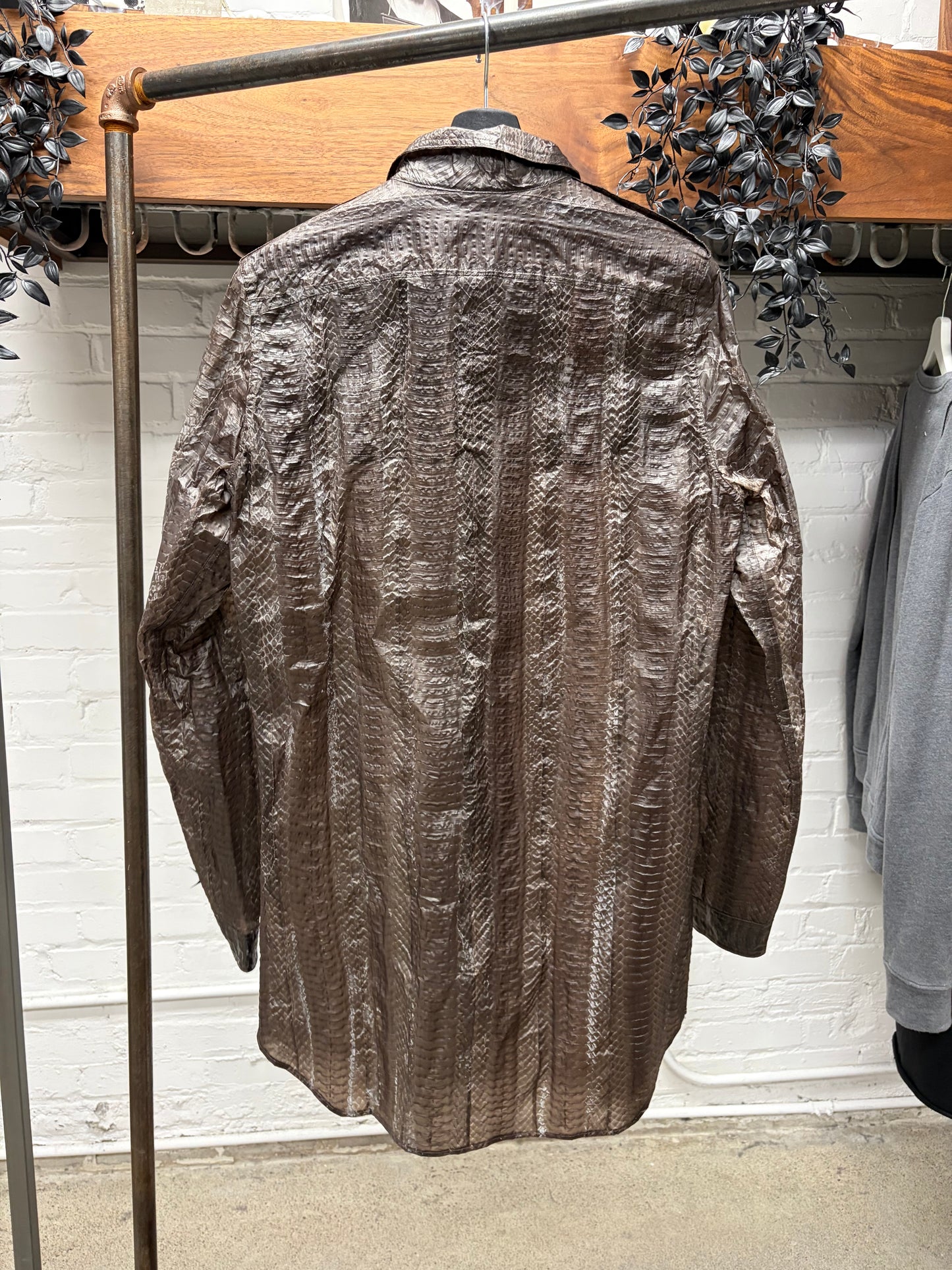 SS2016 Rick Owens Genuine Python Leather ‘Cyclops’ Collared Button Up Shirt
