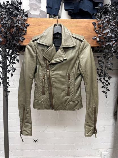 2009 Balenciaga ‘Olive’ Lambskin Leather Perfecto Zip Biker Jacket