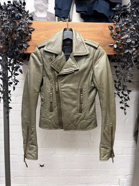 2009 Balenciaga ‘Olive’ Lambskin Leather Perfecto Zip Biker Jacket