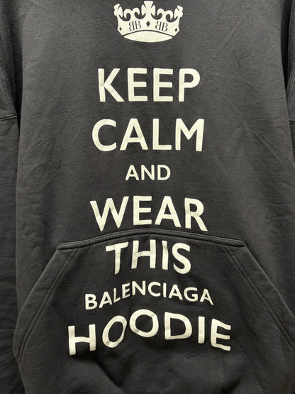 SS2025 Balenciaga ‘Keep Calm’ Parody Oversized Black Slogan Hoodie