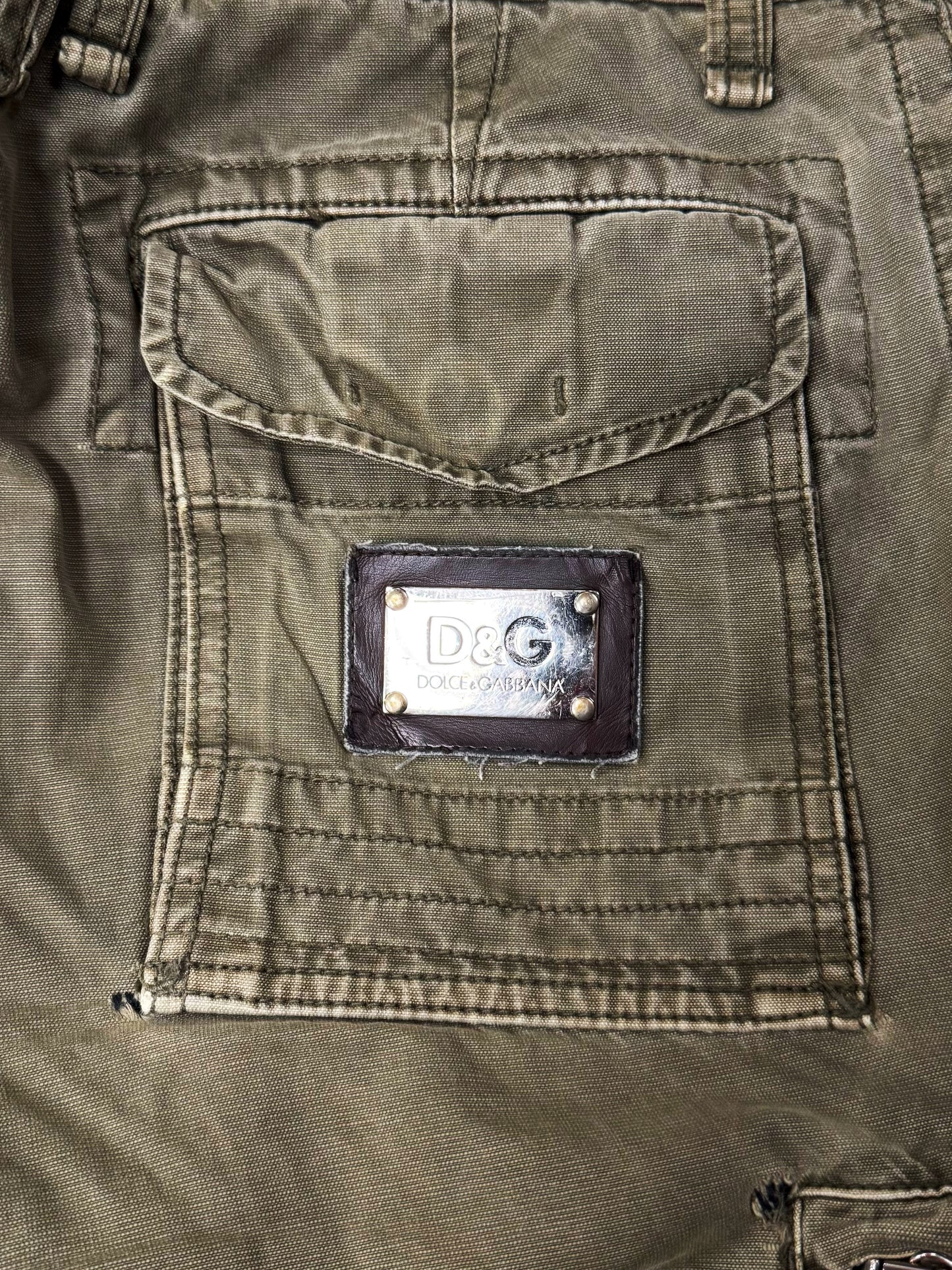 2000s Dolce & Gabbana Bootcut Military Green Cargo Pants