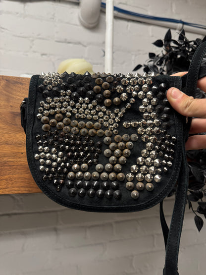 SS2010 Balmain by Christophe Decarnin Studded Suede Crossbody Bag