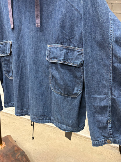 Kapital Hooded Denim Drawstring Closure Military Field Jacket