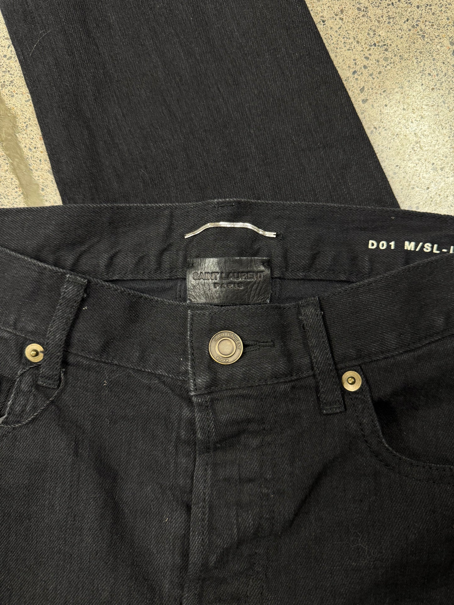 2014 Saint Laurent D02 ‘Released Hem’ Black Skinny Jeans