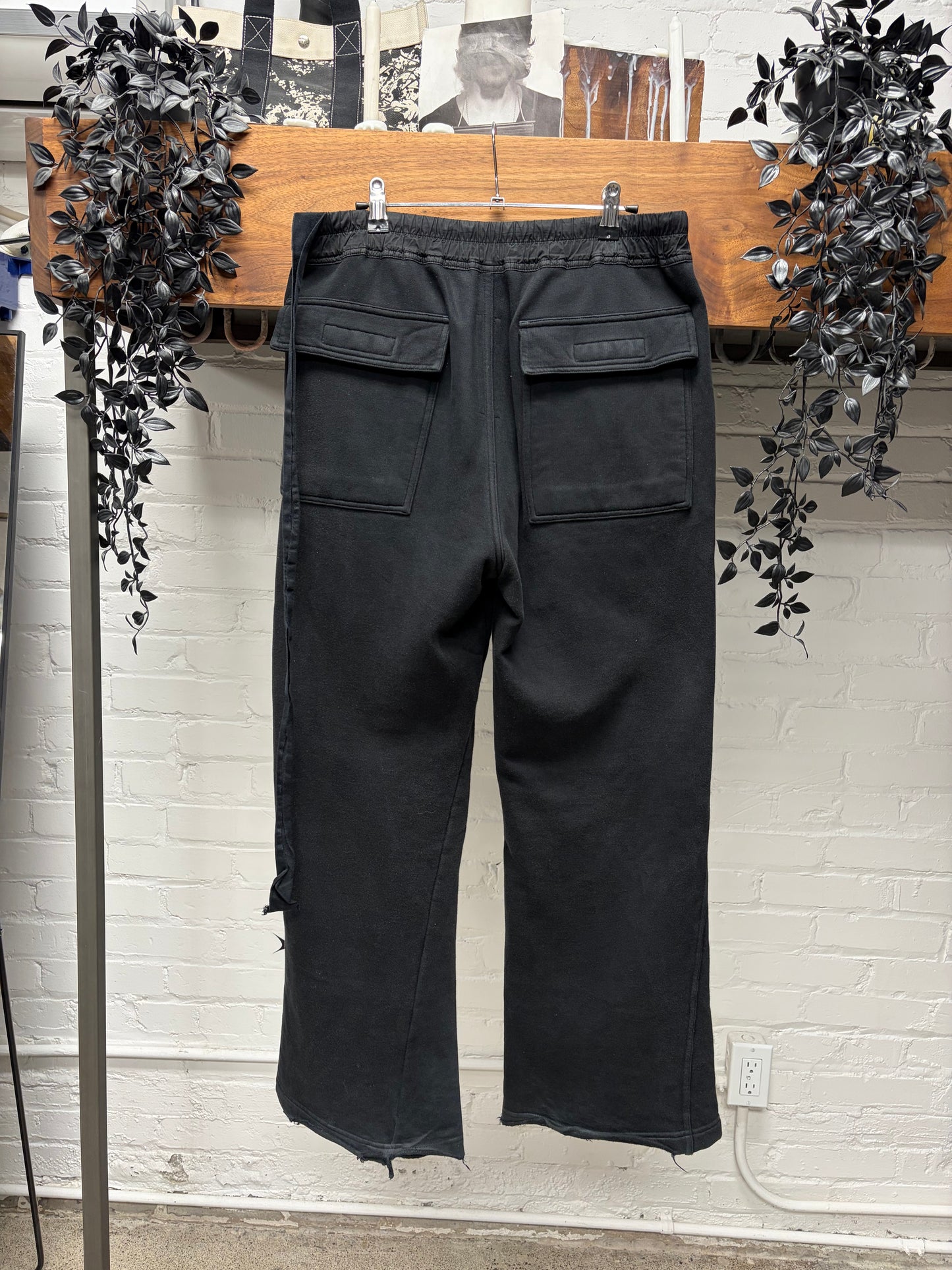 Rick Owens ‘Berlin’ Straight Cut Black Cotton Drawstring Sweatpants