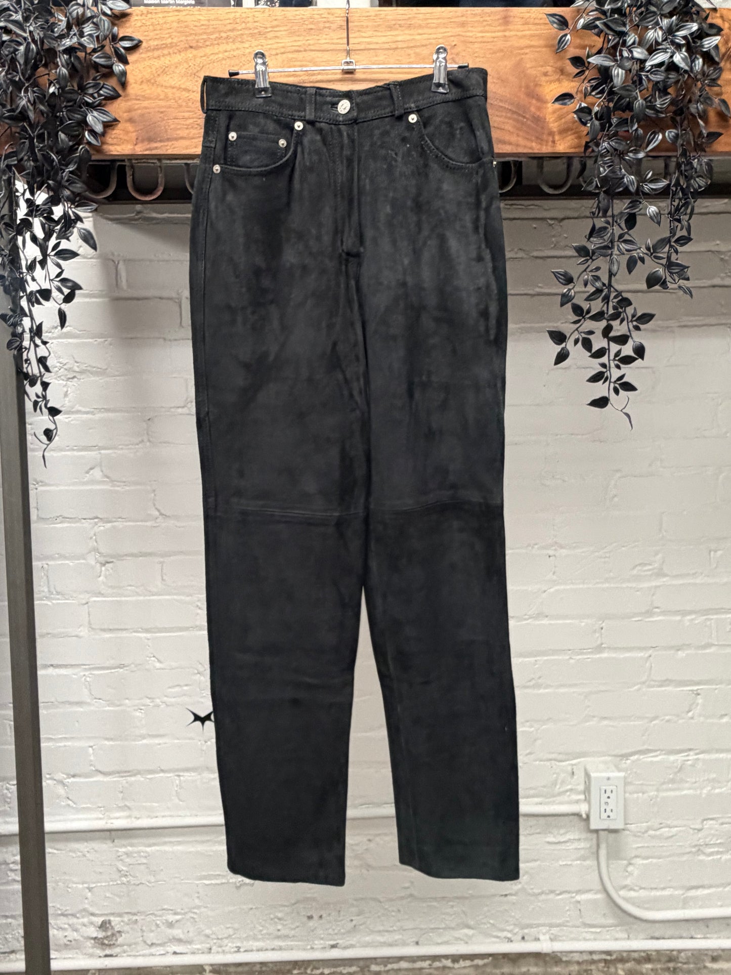 AW1995 Gucci by Tom Ford Black Suede Slim Cut Leather Pants