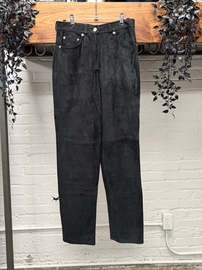AW1995 Gucci by Tom Ford Black Suede Slim Cut Leather Pants