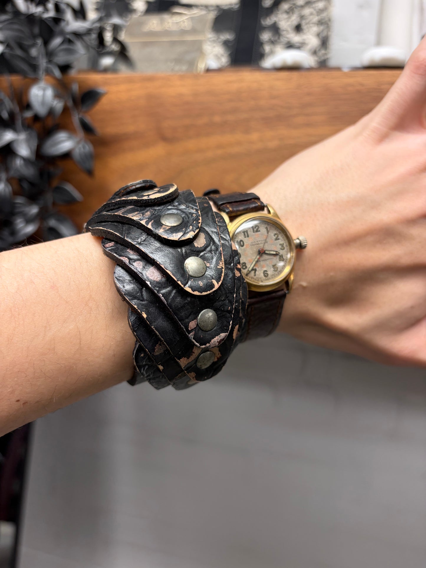 Maison Martin Margiela ‘Leather Scales’ Stacked Snap Bracelet