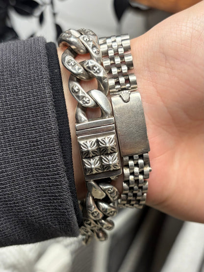 Chrome Hearts ‘Pyramid Link’ 925 Silver Cuban Link Bracelet