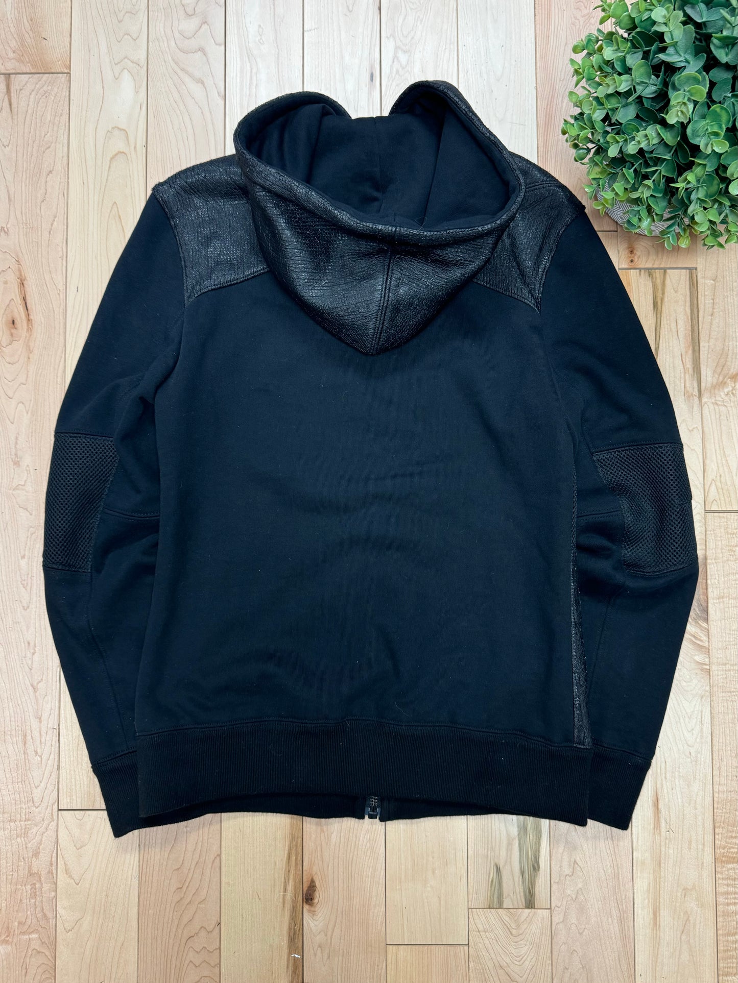 Helmut Lang Panelled Black Zip-Up Hoodie