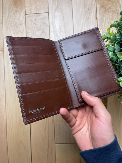 Versace Ribbed Brown Leather Cardholder Long Wallet