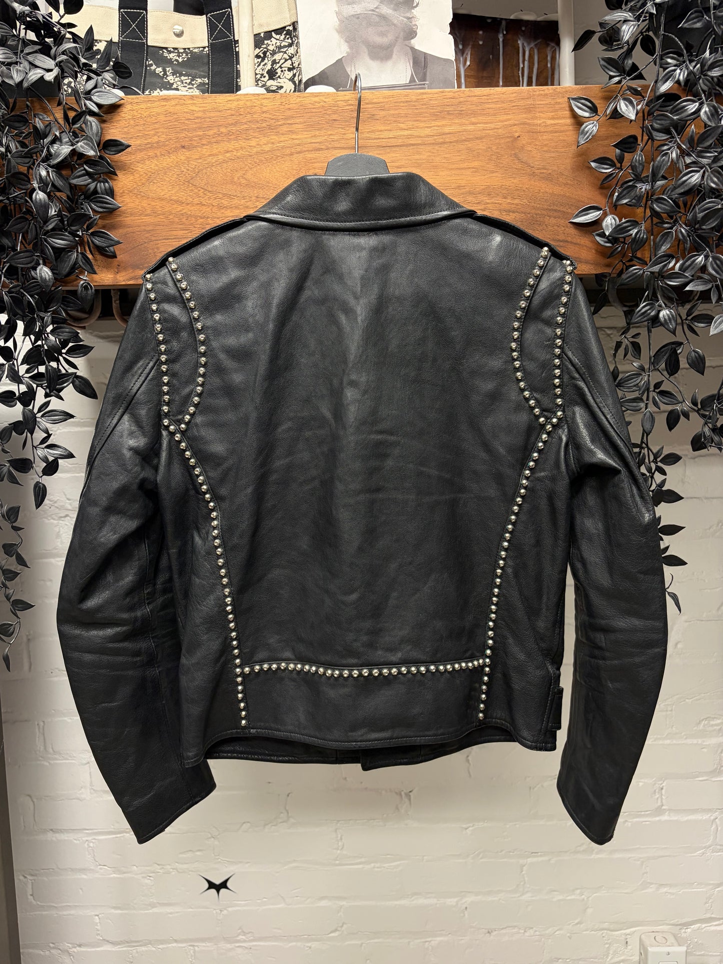 SS2014 Saint Laurent by Hedi Slimane ‘L17’ Rivet Studded Black Leather Biker Jacket