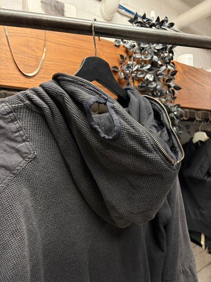 Project GR Waffle/Thermal Layered Black ‘Gimp’ Zip Up Hoodie