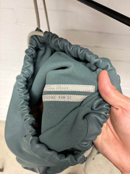 AW2022 Rick Owens ‘Strobe’ Teal/Pearl Leather Drawstring Backpack