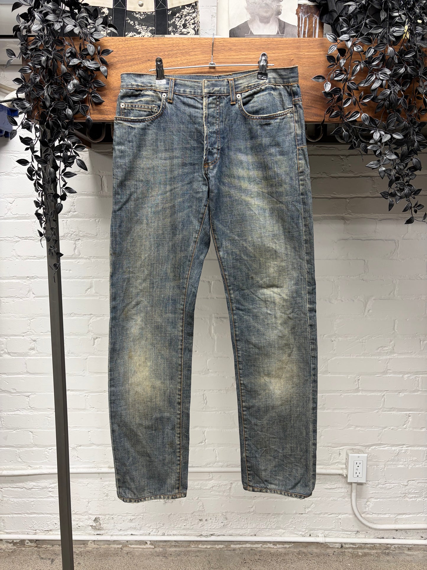 Dior Homme Dirt Washed Blue Slim/Straight Leg Denim