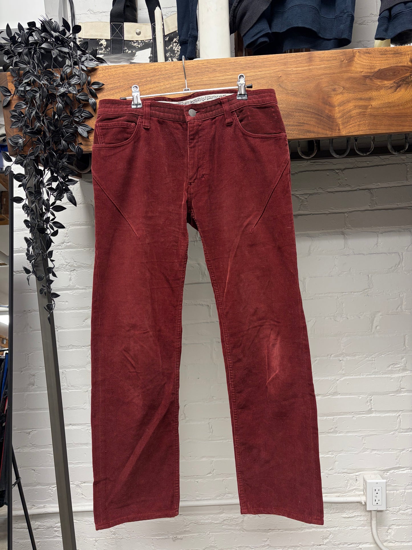 Number (N)ine ‘Wine Red’ Corduroy ‘Crying Heart’ Patch Denim