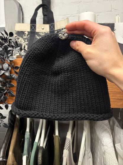 Chrome Hearts Cashmere Black Leather Cross Patch Beanie