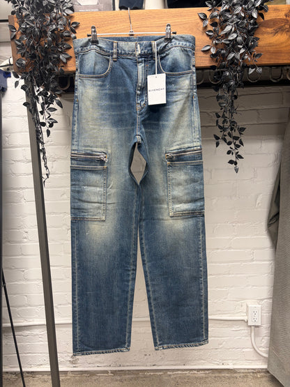Givenchy Straight Leg Blue Cargo Denim