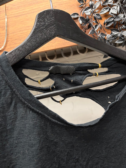 If Six Was Nine ‘Piercing’ Distressed Black Cutoff T-Shirt