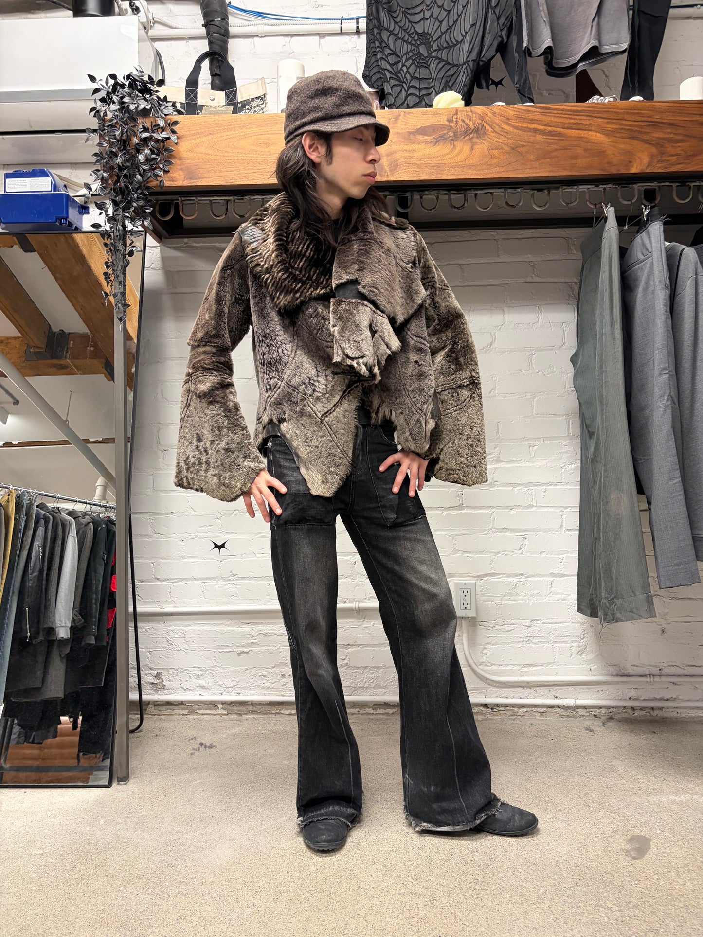 Vintage Gucci Mink Fur/Raw Leather ‘Horn Button’ Jacket With Unfinished Hems