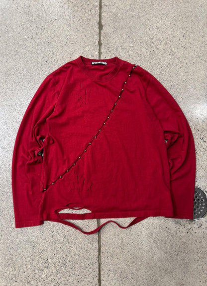 SS2018 Hyein Seo ‘Beaded’ Thrash Distressed Long Sleeve Shirt