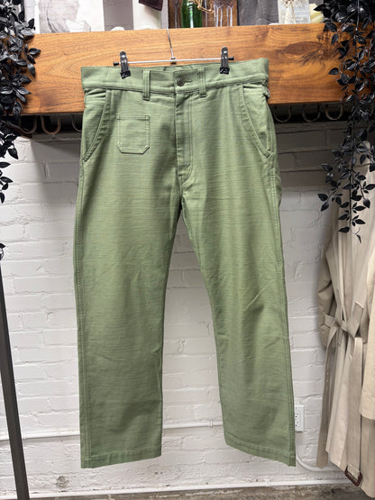 2019 Junya Watanabe ‘Buckleback’ Green Wide Leg Denim