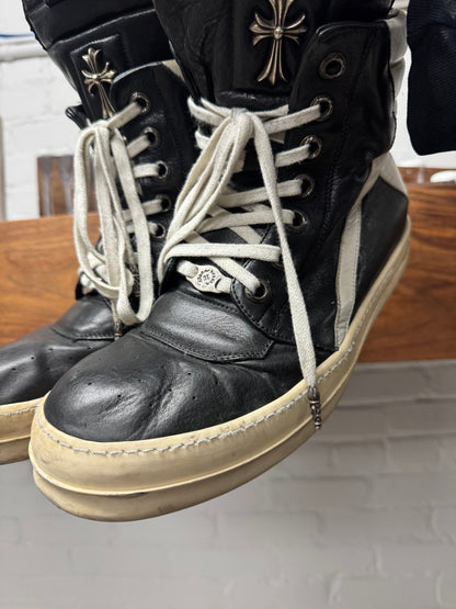Chrome Hearts x Rick Owens Geobasket Black/White Leather High Top Sneakers