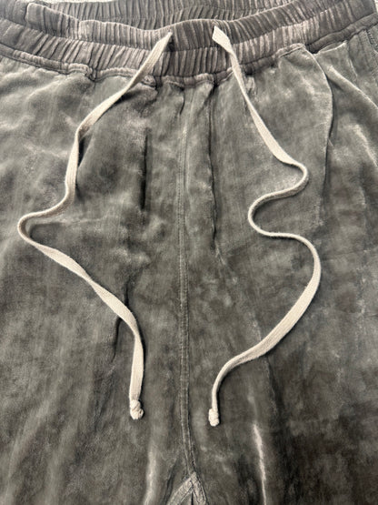 AW2015 Rick Owens ‘Sphinx’ Dark Dust’ Velour Drop Crotch Shorts