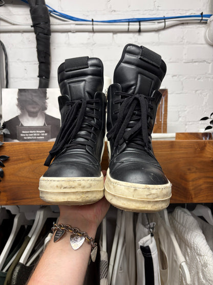Rick Owens Geobasket Black/Milk Leather High Top Sneakers