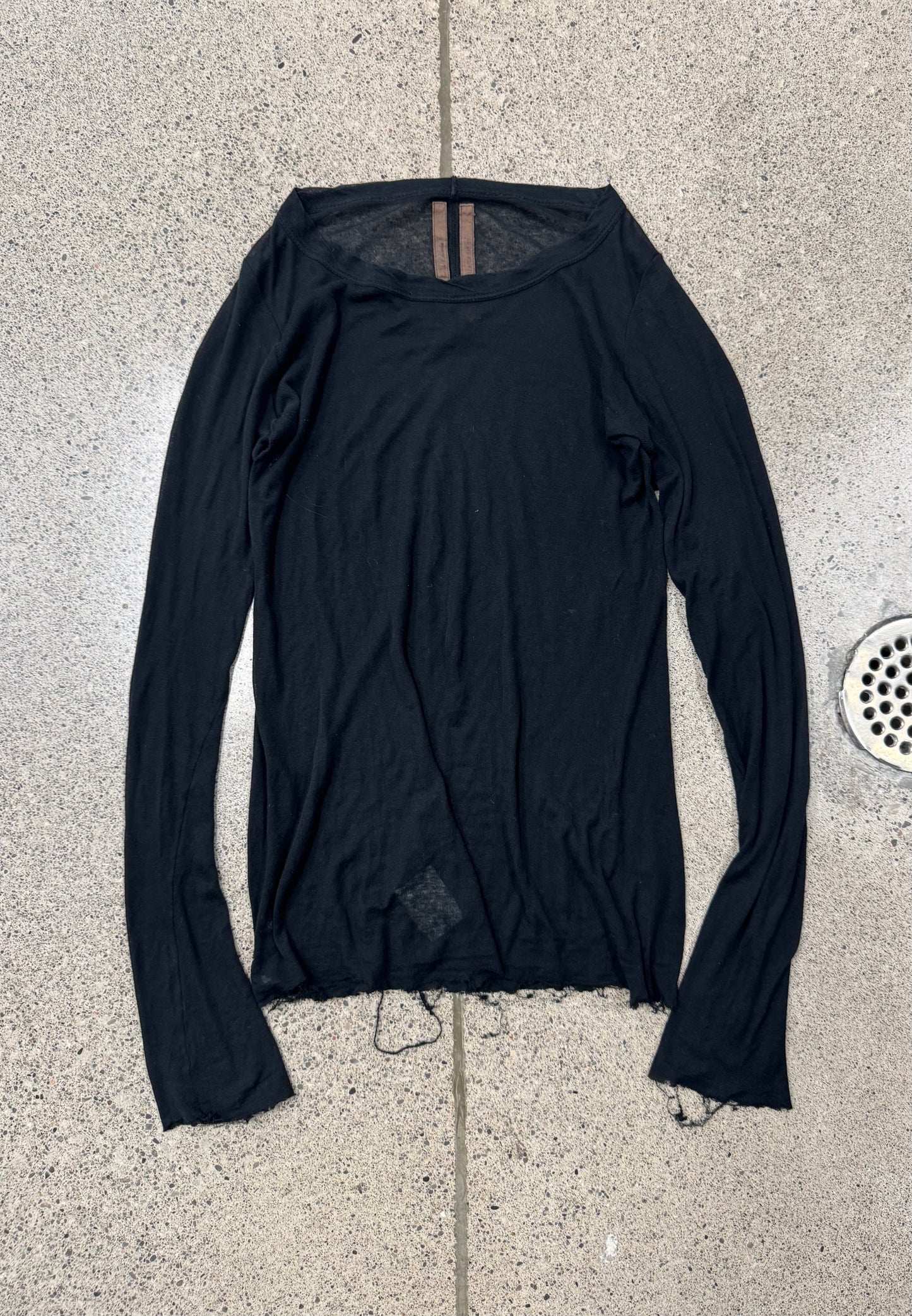 SS2008 Rick Owens ‘Creatch’ Sheer Black Long Sleeve Shirt