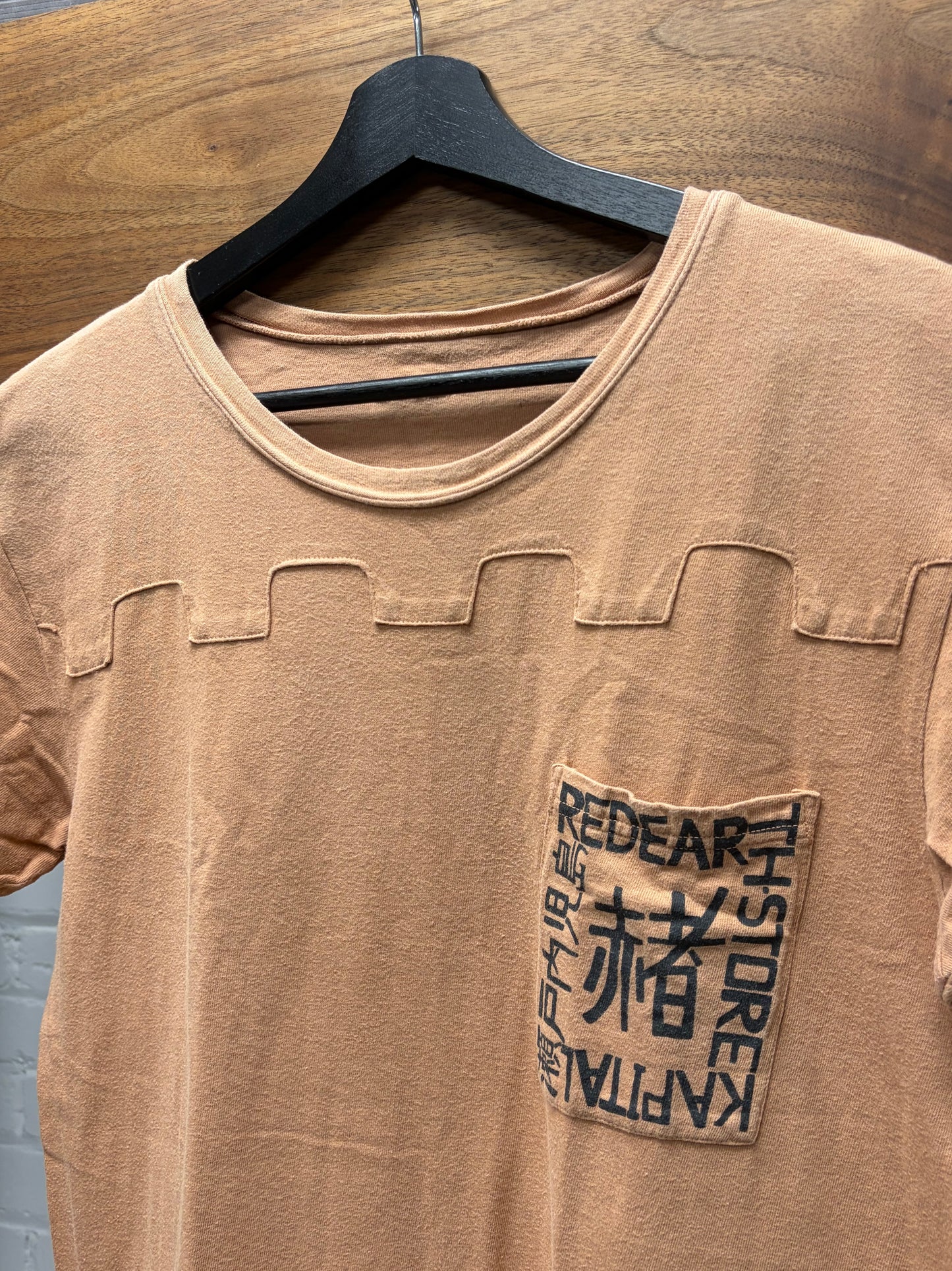 Kapital ‘Puzzle’ Sun Faded Orange Short Sleeve Cotton T-Shirt