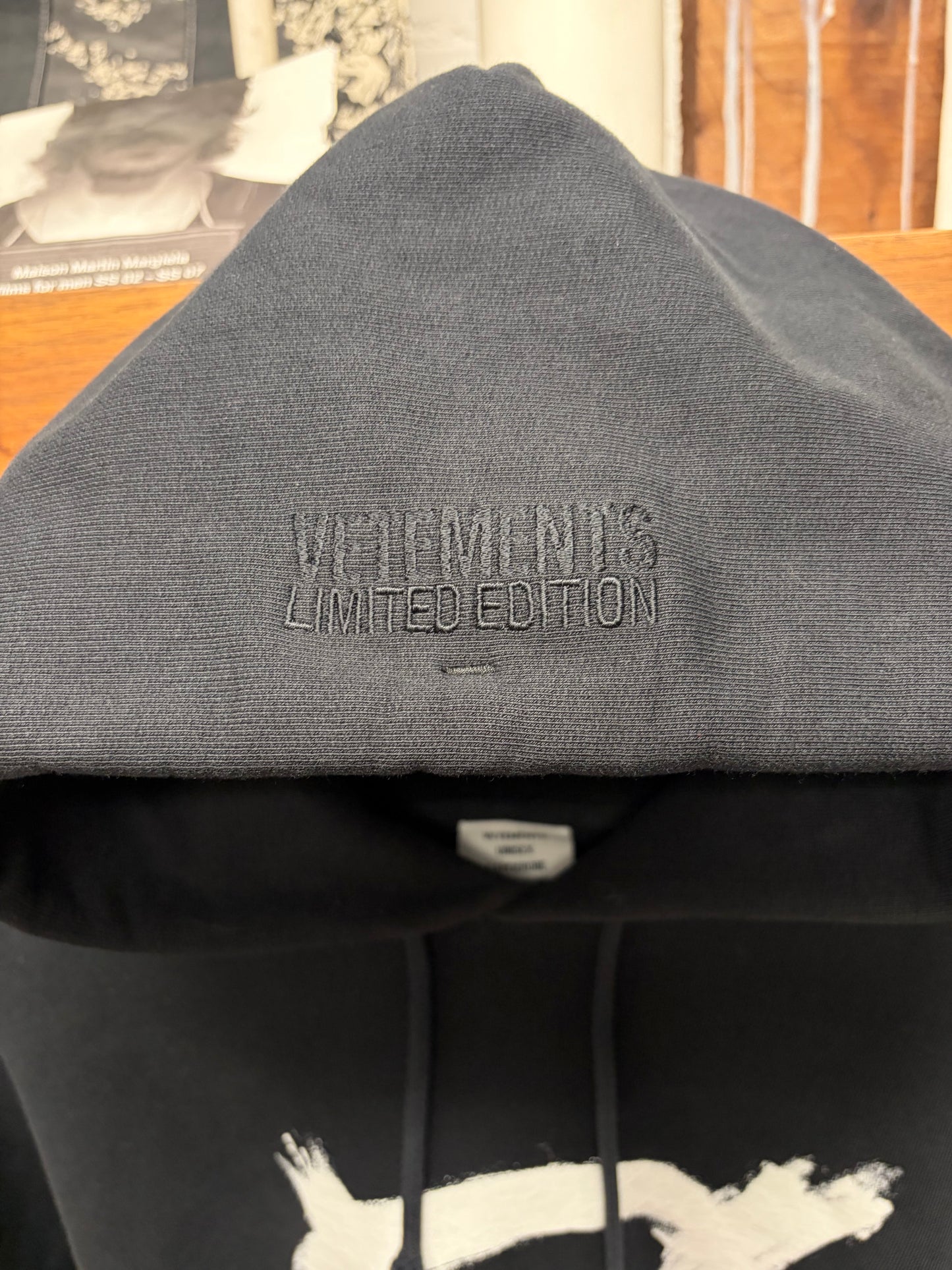 Vetements ‘Anarchy’ Gothic Sleeve Logo Black Pullover Hoodie