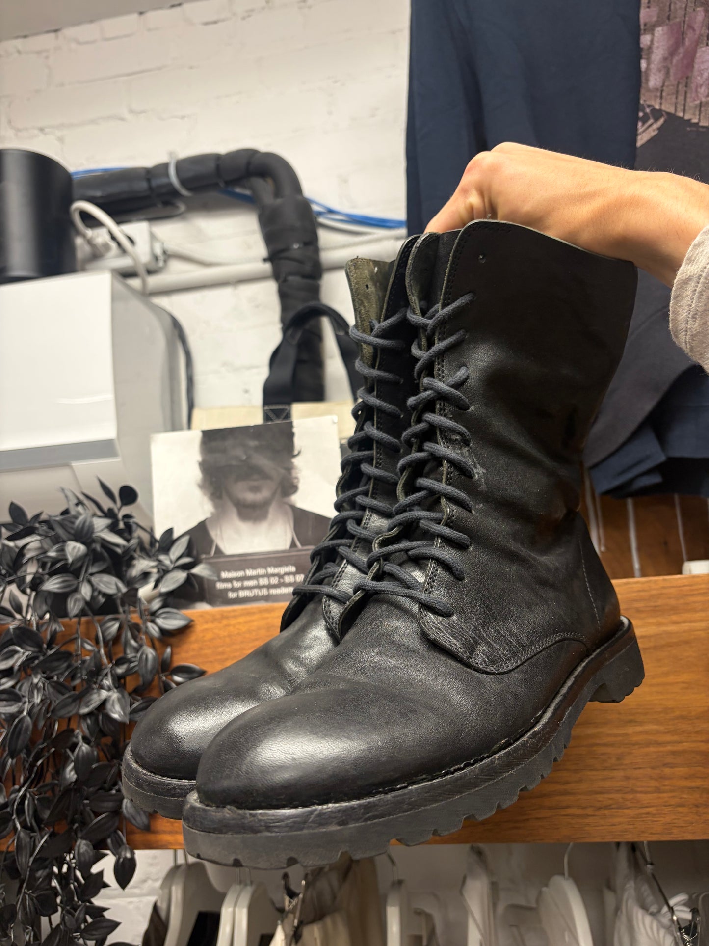 Ann Demeulemeester ‘Danny’ Black Calfskin Leather Combat Boots