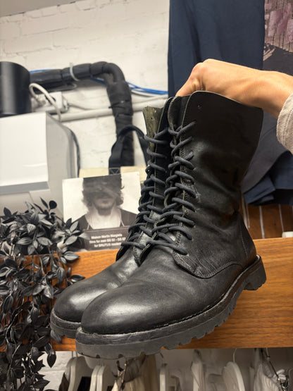 Ann Demeulemeester ‘Danny’ Black Calfskin Leather Combat Boots