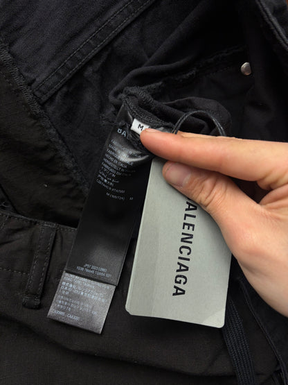 AW2024 Balenciaga ‘Cut Up’ Hybrid Ripstop/Denim Cargo Pants