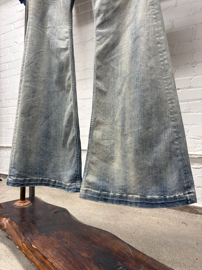 Rick Owens DRKSHDW ‘Sky Grey’ Bolans Flared Cut Denim