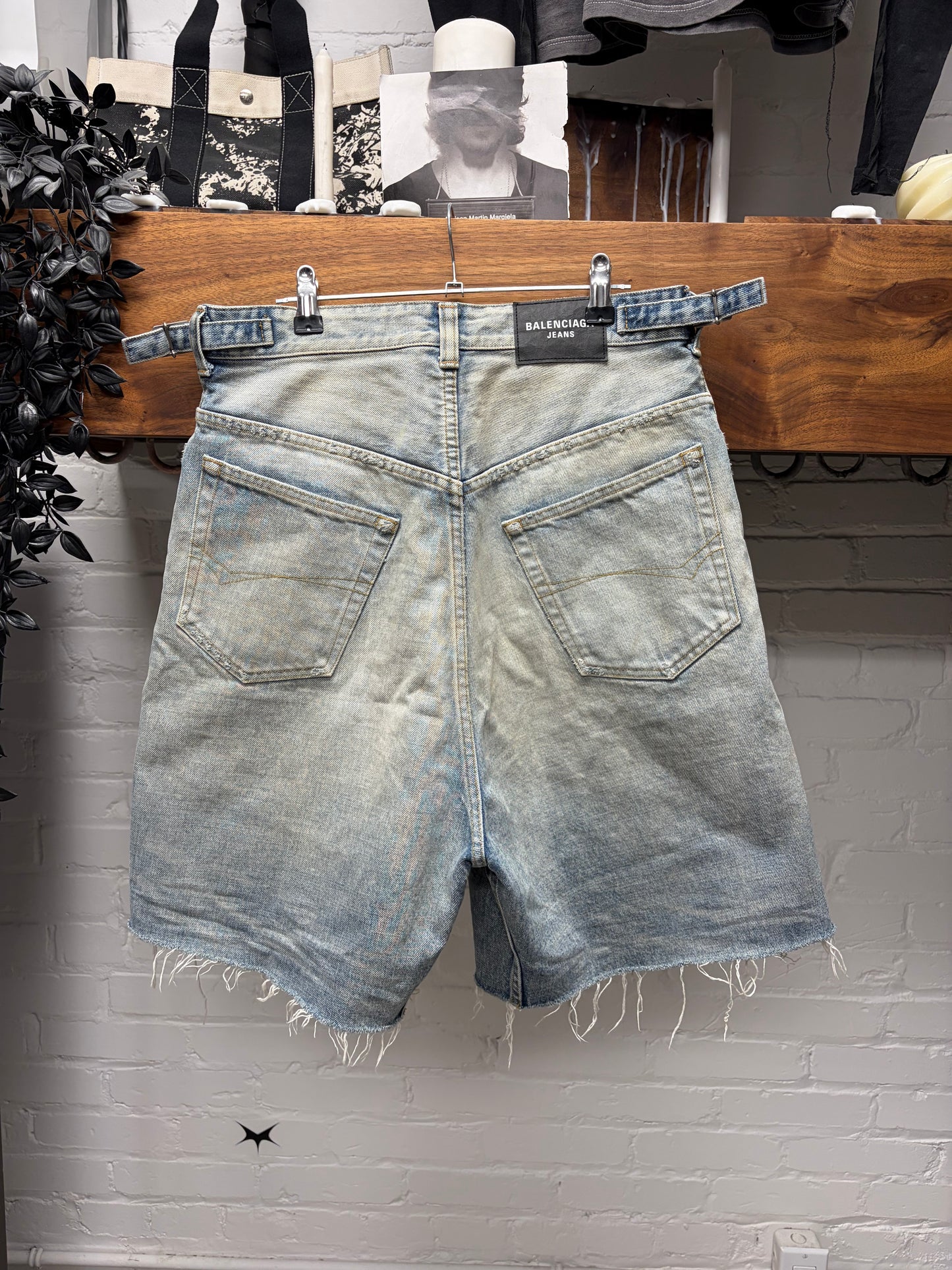 2022 Balenciaga ‘Skater’ Distressed Blue Denim Shorts