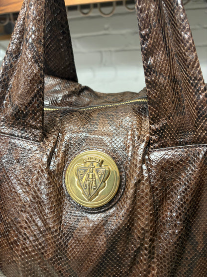 Gucci by Frida Giannini ‘Hysteria’ Brown/Gold Genuine Python Leather Jumbo Shoulder Bag