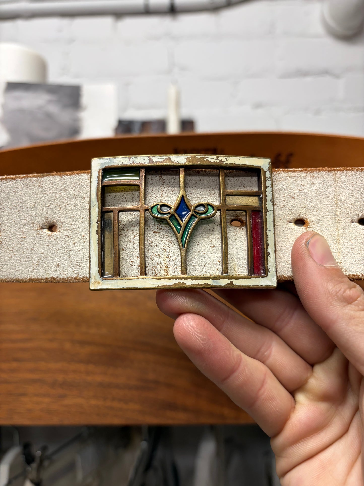 Kapital ‘Stained Glass’ Hand Painted Leather Belt