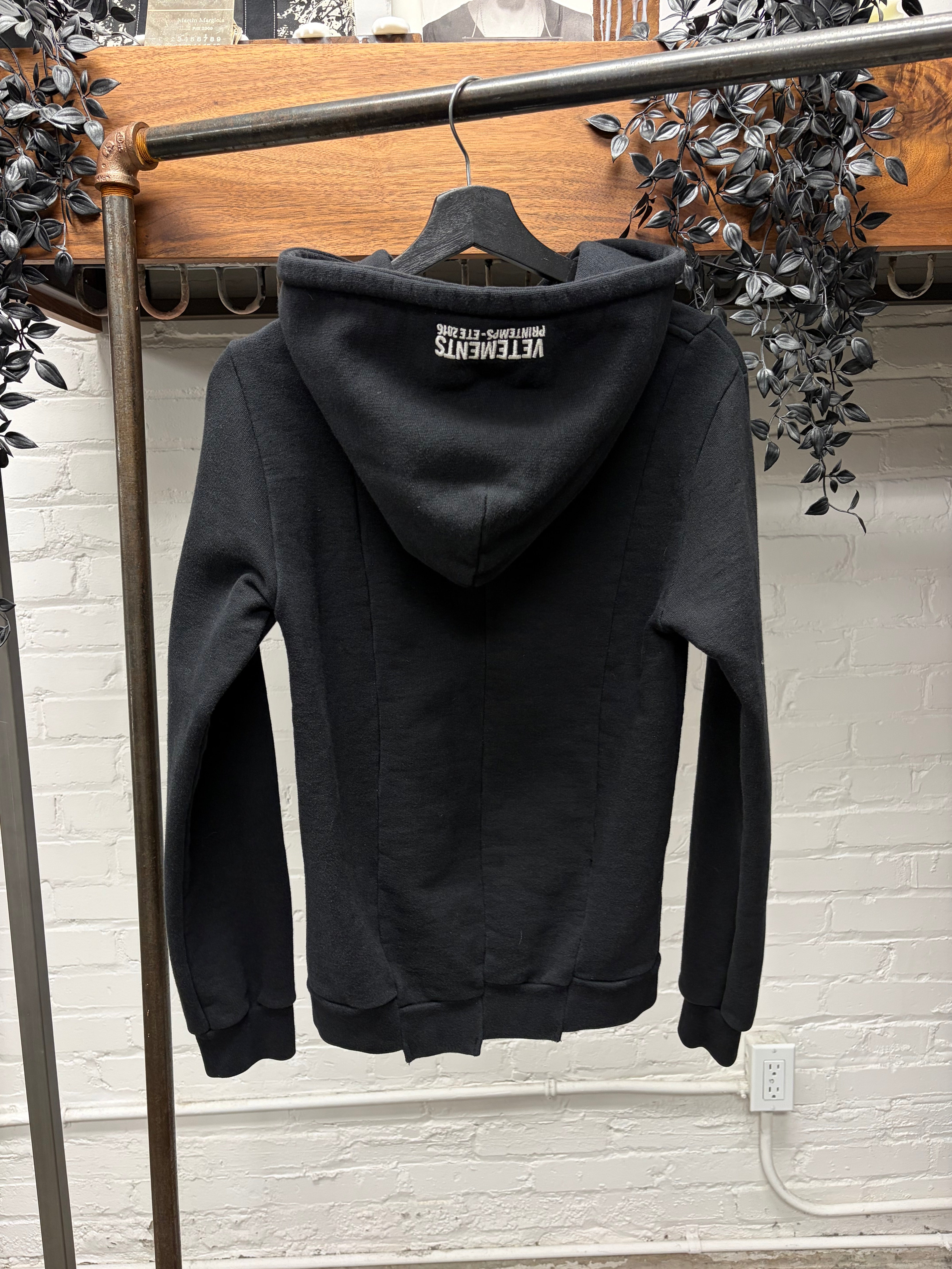 SS2016 Vetements 'Metal Logo' Black Reconstructed Split Hoodie