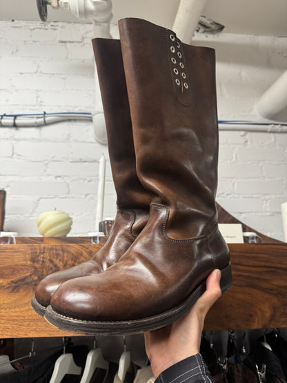 Maison Margiela ‘Roper’ Brown Leather High Cut Riding Boots
