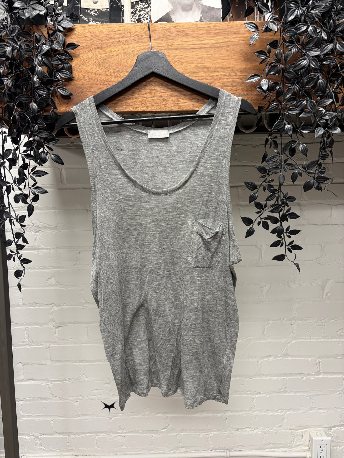 SS2006 Dior by Hedi Slimane Modal/Viscose Grey Sleeveless Tank Top