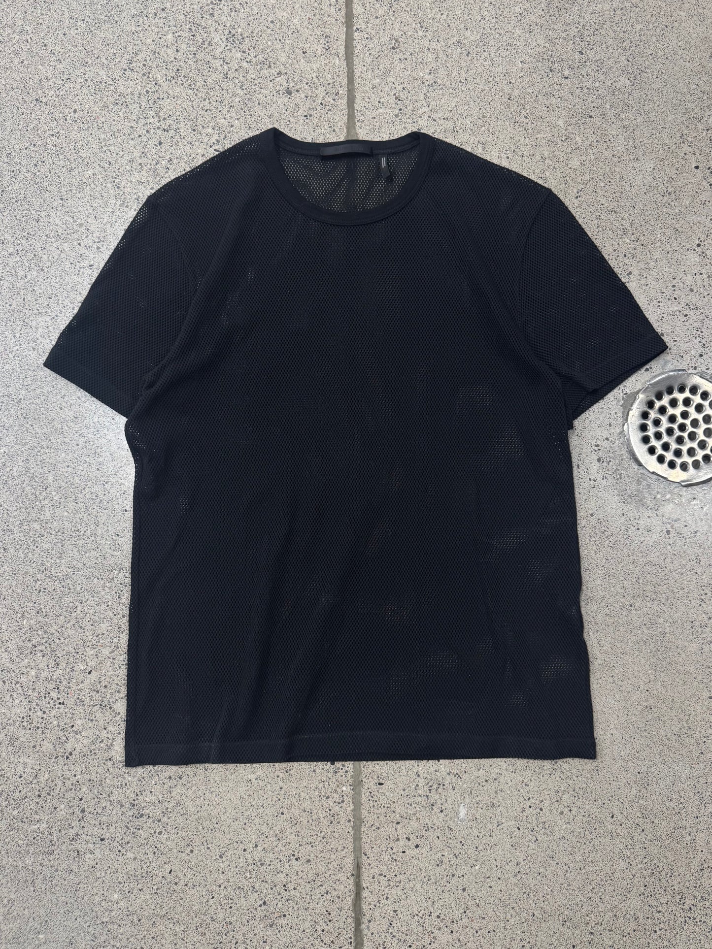 Helmut Lang Black Mesh Logo T-Shirt